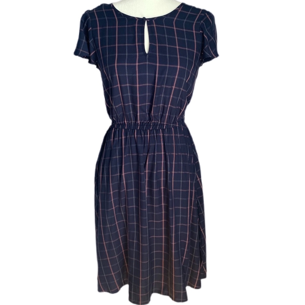 Old Navy Cap Sleeve Plaid Keyhole Neckline Dress